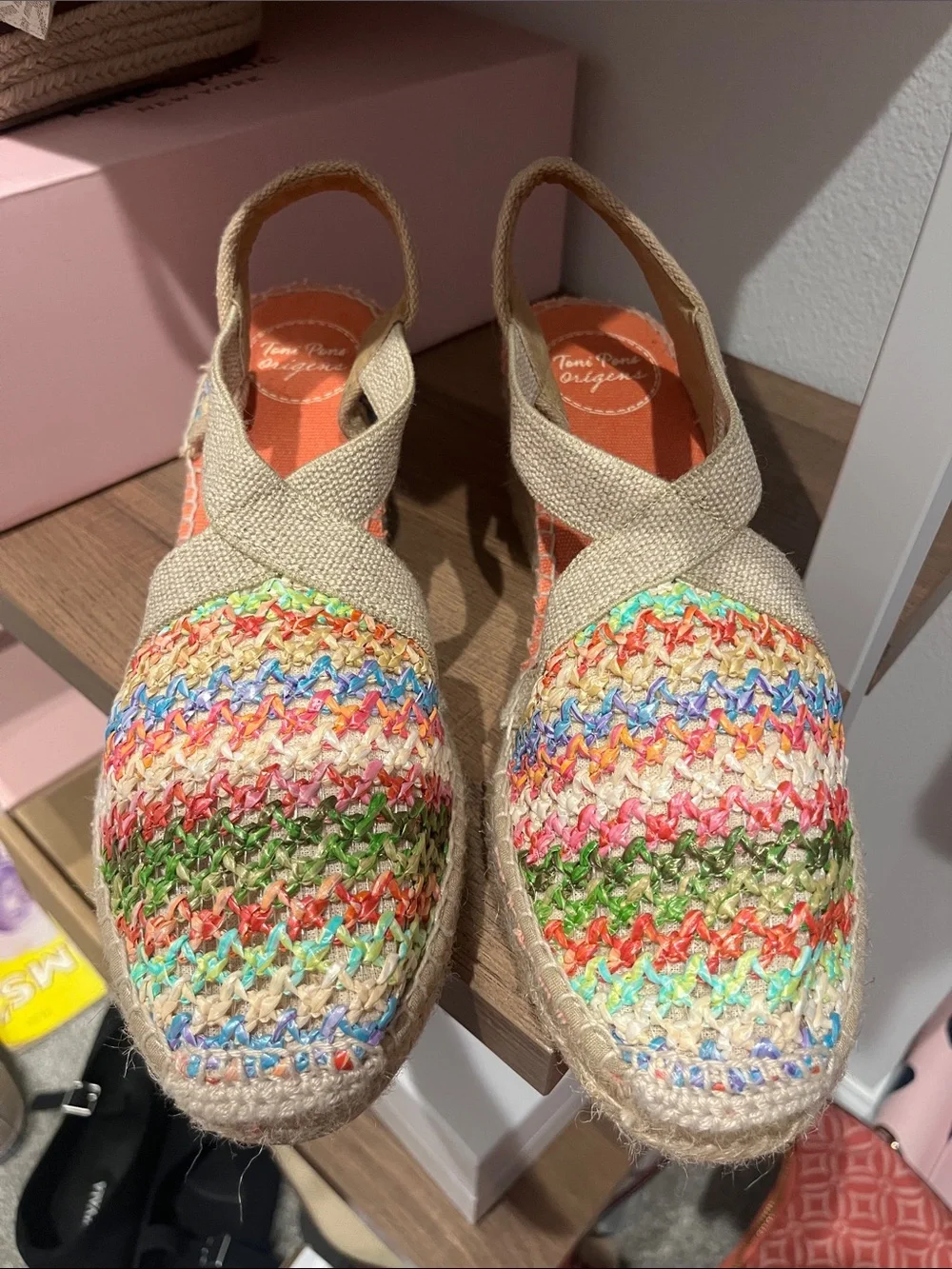 Toni Pons Terra Wedge Espadrille (Sz 39) Multi Beige
